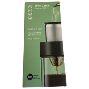 NEW SOMA Brew Bottle Hot and Cold Coffee Tea Brew Doube-Wall Glass 12oz 335ml